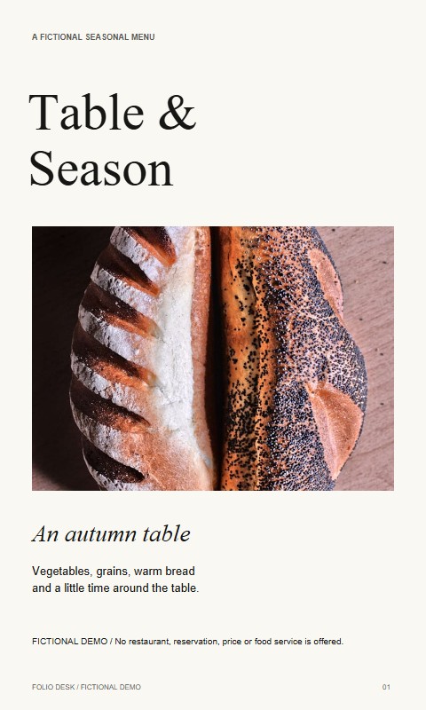 Table & Season — Seasonal menu